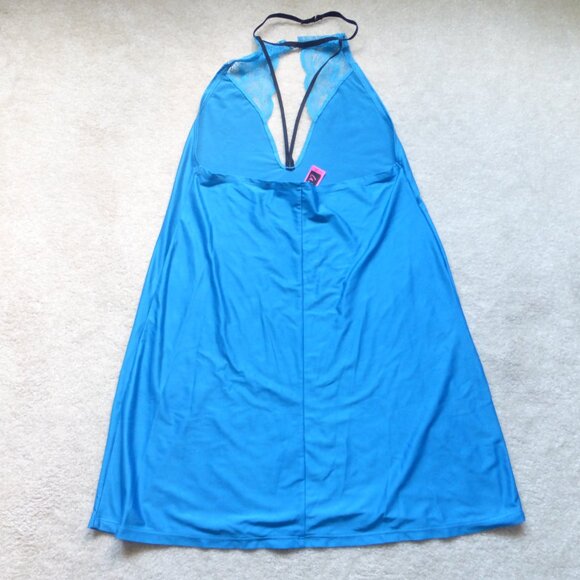 LA SENZA bright blue silky satin halter babydoll slip dress - Picture 2 of 10